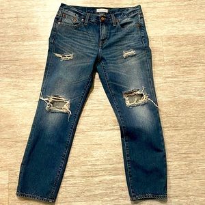 Madewell boyfriend jeans. Size 28. High-rise. Ripped edition.